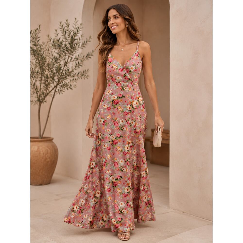 Lulus Everlasting Bliss Blush Floral Maxi Dress - Size Small - NWT - Picture 2 of 10